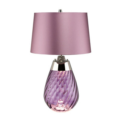 Elegant Heather Shade Table Lamp with Plum Glass Finish and LED Bulb