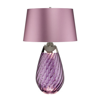 Elegant Heather Shade Table Lamp with Plum Tinted Glass and LED Bulb