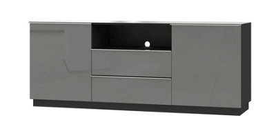 Elegant Helio 25 Sideboard Cabinet, Grey Glass Finish, Versatile Storage H710mm W1800mm D480mm