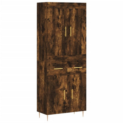 Elegant Highboard Smoked Oak 69.5x34x180 cm Engineered Wood