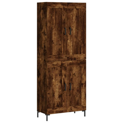 Elegant Highboard Smoked Oak 69.5x34x180 cm Engineered Wood