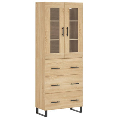 Elegant Highboard Sonoma Oak 69.5x34x180 cm Engineered Wood