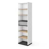 Elegant Imola Bookcase with Shelves and Drawer in White Matt - Spacious and Modern (H)1980mm (W)550mm (D)400mm