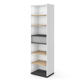 Elegant Imola Bookcase with Shelves and Drawer in White Matt - Spacious and Modern (H)1980mm (W)550mm (D)400mm