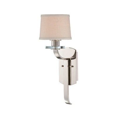 Elegant Imperial Silver Wall Light with Milano Fabric Shade and LED Bulb