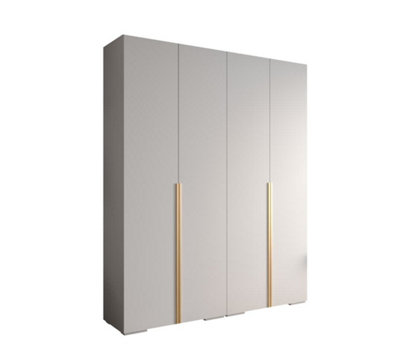 Elegant Inova I Hinged Door Wardrobe H2370mm W2000mm D470mm - Versatile White Finish with Gold Vertical Metal Handles