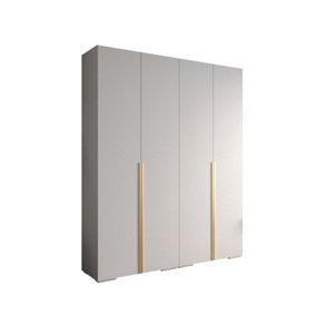 Elegant Inova I Hinged Door Wardrobe H2370mm W2000mm D470mm - Versatile White Finish with Gold Vertical Metal Handles