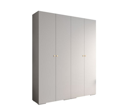 Elegant Inova II Hinged Door Wardrobe H2370mm W2000mm D470mm - Versatile White Finish with Gold Round Metal Handles