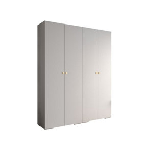 Elegant Inova II Hinged Door Wardrobe H2370mm W2000mm D470mm - Versatile White Finish with Gold Round Metal Handles