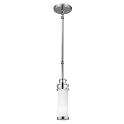 Elegant IP44 Mini Pendant Ceiling Light with Opaque Glass and Polished Chrome Finish