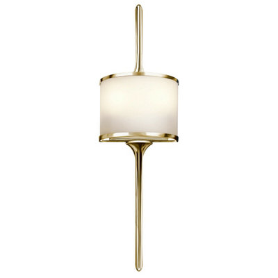 Elegant IP44 Twin Wall Light with Integral Glass Shade in Polished Brass Finish