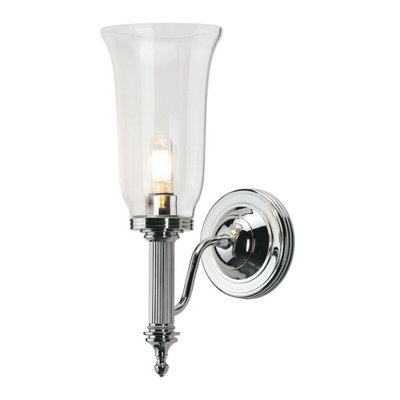 Elegant IP44 Wall Light with Glass Shade in Polished Chrome Finish