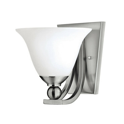 Elegant IP44 Wall Light with Heavy Sphere Bell Shaped Glass and Brushed Nickel Finish
