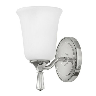Elegant IP44 Wall Light with Opaque Glass and Crystal Accents in Polished Chrome