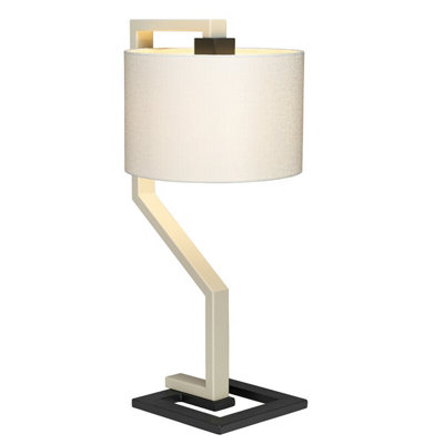 Elegant Ivory Shade Table Lamp with Dark Grey Base - LED E27 60W