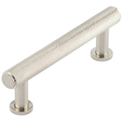 Elegant Knurled Cabinet Handle in Satin Nickel - 96mm Premium Design - Kitchen Drawer Pull Handle
