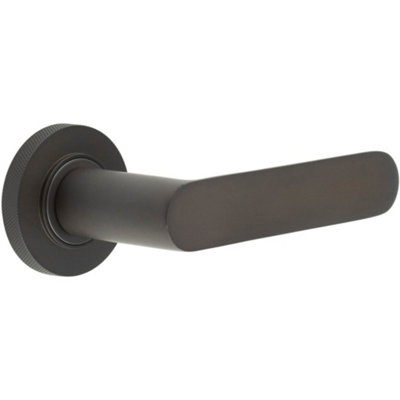 Elegant Knurled Door Handle in Dark Bronze for Home and Office - Interior Handle
