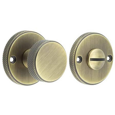 Elegant Knurled Turn & Release in Antique Brass Finish - Door Handle