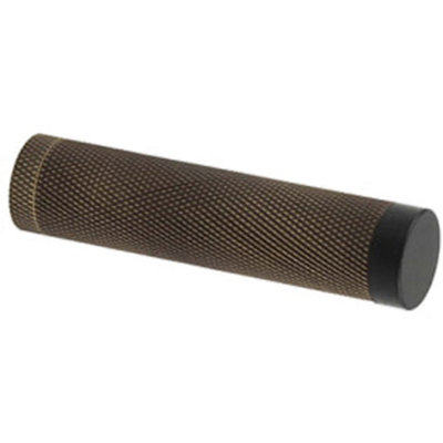 Elegant Knurled Wall Mounted Door Stops in Antique Brass Finish - Solid Brass & Rubber Stopper