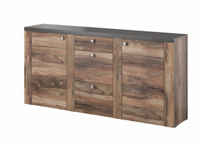 Elegant Larona 25 Sideboard Cabinet 1760mm Oak Satin & Touchwood - Modern Organiser H850mm D370mm