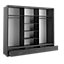 Elegant Lux Wardrobe with Shelves, LED & Mirror in Black - Spacious Storage (H2150mm W2500mm D630mm)