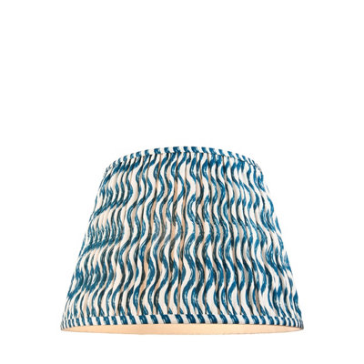 Elegant Marlin Blue 40cm Tapered Cylinder Lamp Shade - Handcrafted Pleated Design for Stylish Interiors