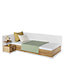 Elegant Massi Left Sided Single Bed with Mattress and Storage - Natural Hickory & Alpine White (H)700mm (W)1020mm (D)2120mm