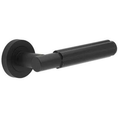 Elegant Matt Black Door Lever Handle on Rose - Interior Handle