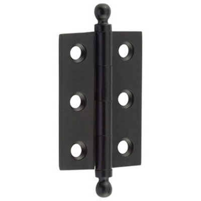 Elegant Matt Black Finial Hinge 50x35mm for Cabinet Doors - Solid Brass - Door Hinges