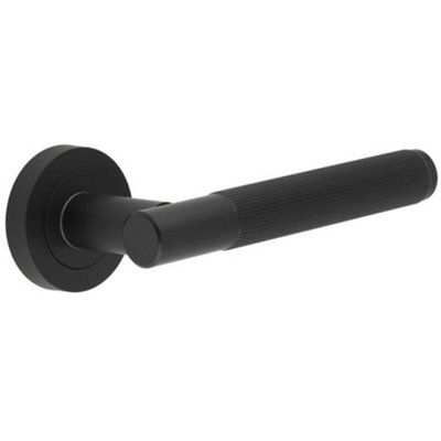 Elegant Matt Black Lever Door Handle on Rose for Modern Interiors - Interior Handle