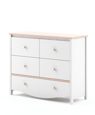 Elegant Mia Chest of Drawers in White Matt & Pink - Functional Design (H)900mm x (W)1100mm x (D)410mm, Ideal for Bedrooms