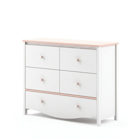 Elegant Mia Chest of Drawers in White Matt & Pink - Functional Design (H)900mm x (W)1100mm x (D)410mm, Ideal for Bedrooms