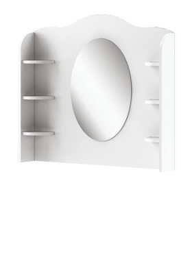 Elegant Mia Desk Hutch with Mirror in White Matt & Pink (H)810mm (W)940mm (D)140mm - Charming Cosmetic Organiser