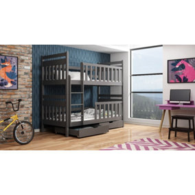 Elegant Monika Bunk Bed with Storage in Graphite (W1980mm x H1710mm x D980mm) - Perfect for Kids