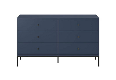 Elegant Mono Chest of Drawers H900mm W1540mm D390mm in Navy - Versatile Storage with Modern Flair