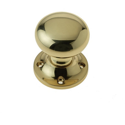 Elegant Mushroom Rim Door Knob in Polished Brass - 57mm