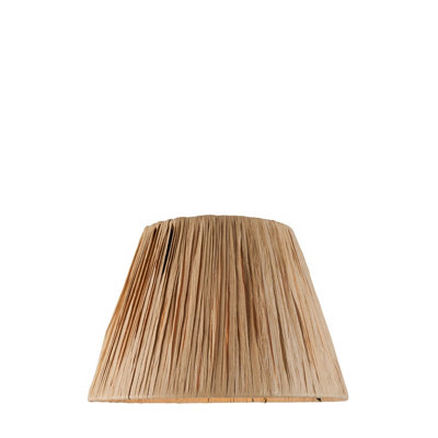 Elegant Natural Raffia Tapered Cylinder Lamp Shade - 24cm with Matt Black Finish