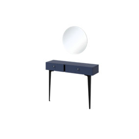 Elegant Navy Milano Dressing Table - Sleek Design with Two Drawers (H)800mm (W)1050mm (D)300mm, Modern Chic