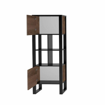 Elegant Nordi 30 Tall Cabinet H1640mm W620mm D390mm Okapi Walnut Black Matt with Versatile Storage