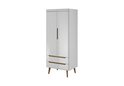 Elegant Nordi Hinged Wardrobe H1970mm W800mm D560mm in White Gloss and Oak Riviera - Stylish Storage Solution