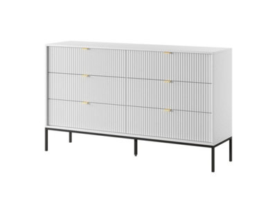 Elegant Nova Chest of Drawers H830mm W1540mm D390mm in White Matt - Timeless Storage Solution