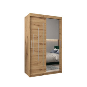 Elegant Oak Artisan York II Sliding Door Wardrobe W1200mm H2000mm D620mm Mirrored Classic Storage Solution