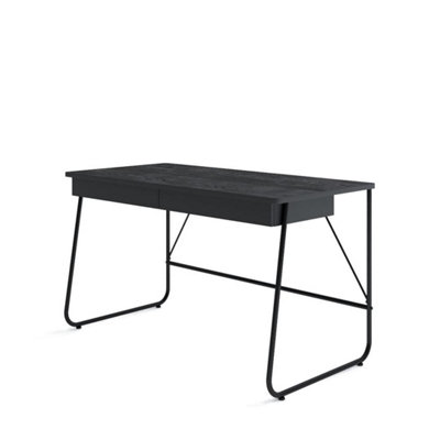 Elegant Oak Chestnut Desk H770mm W1350mm D670mm - Modern Design with Black Metal Legs