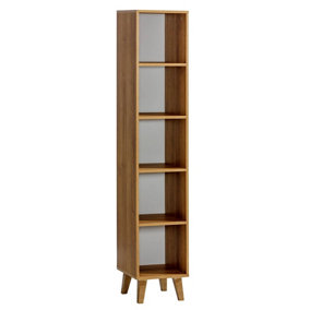 Elegant Oak Riviera Bookcase - Werso W4, H1808mm W350mm D380mm