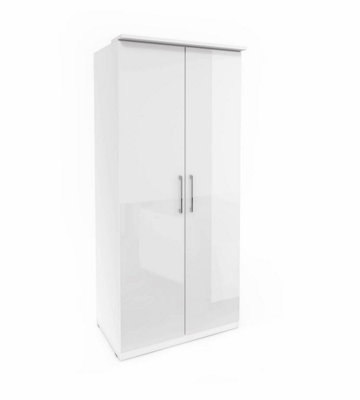 Elegant Optima 18 Two-Door Wardrobe in White Gloss - Compact Design, H2170mm W900mm D630mm