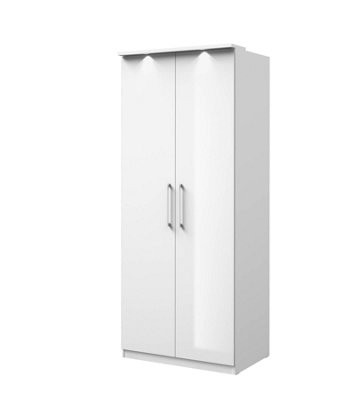 Elegant Optima 18 Two-Door Wardrobe in White Gloss - Compact Design, H2170mm W900mm D630mm