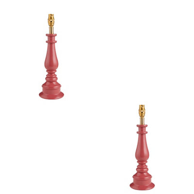 Elegant Pink Clay and Brass Table Lamp Bases - Set of 2