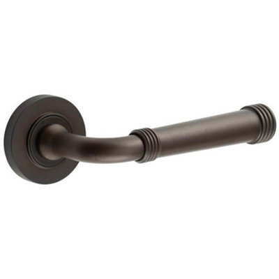 Elegant Plain Rose Door Handle in Dark Bronze - Solid Brass Interior Handle