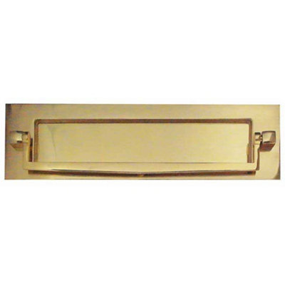 Elegant Polished Brass Postal Knocker 250x76mm for Stylish Entryways - External Front Door Letter Box Plate