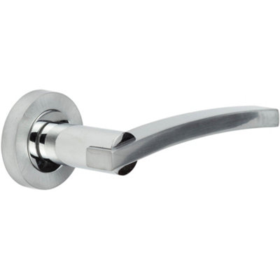 Elegant Polished Chrome and Satin Chrome Door Handle for Residential Use - Interior Handle